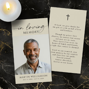 Funeral Memorial Photo Cross Minimal Prayer Card