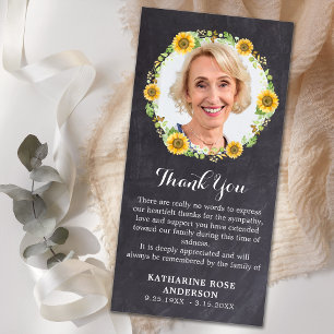 Funeral Memorial Photo Floral Chalkboard Sympathy Thank You Card