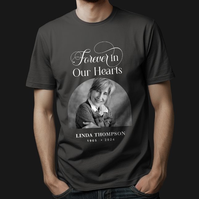 Funeral Memorial Photo Forever in our Hearts T-Shirt (Creator Uploaded)