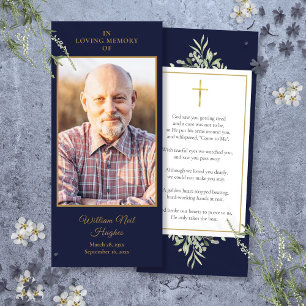 Funeral Memorial Photo Greenery Prayer Card