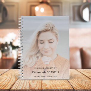 Funeral Memorial Photo Modern Guest Book Notebook