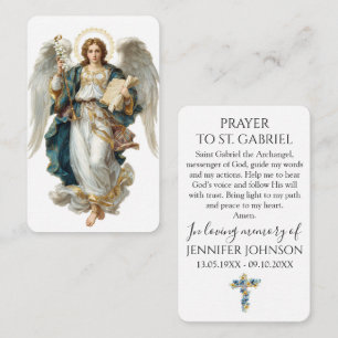 Funeral Memorial Prayer Card Archangel Gabriel 