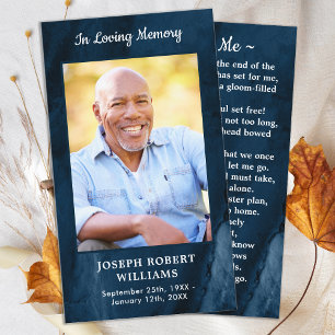 Funeral Memorial Prayer Card Blue Marble Photo 