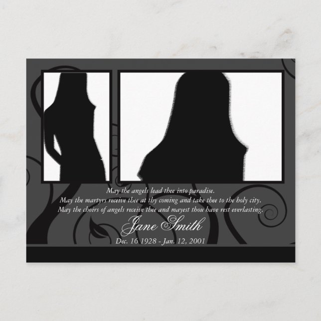 Funeral Memorial Prayer Tribute Photo Template Postcard (Front)