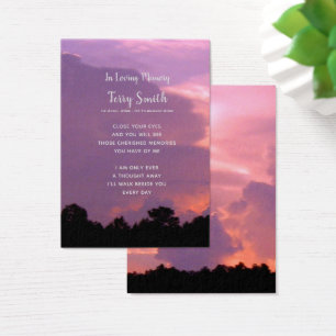 Funeral / Memorial Remembrance Prayer Card
