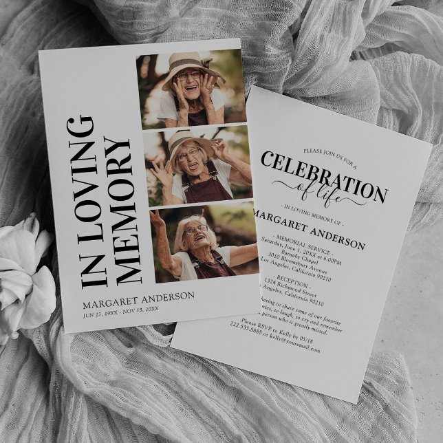 Funeral Memorial Service 3 Photo Invitation (Creator Uploaded)