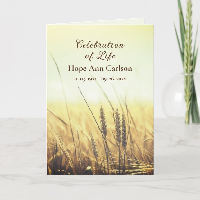 Funeral Memorial Service Program Wheat Field Programme (Front)