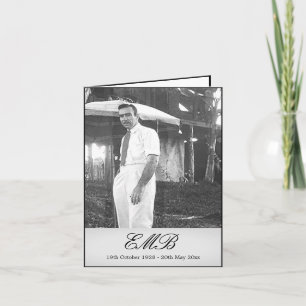 Funeral Memorial Simple Black and White Photo Card