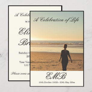 Funeral Memorial Simple  Photo Celebration of Life Invitation