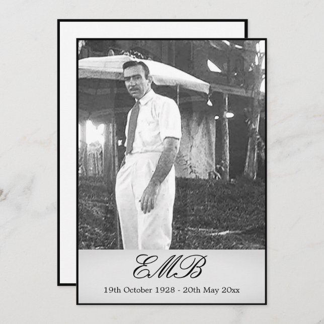 Funeral Memorial Simple Photo Invitation (Front/Back)