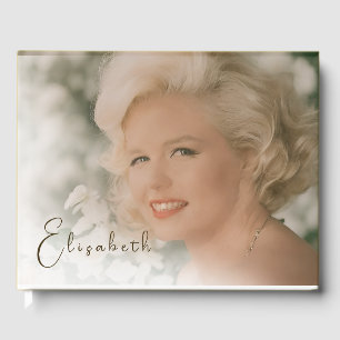 Funeral Memorial Simple Photo White Overlay Guest Book