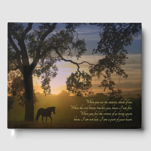 Funeral Memorial Spiritual Horse and Oak Tree Gues Guest Book (Front)
