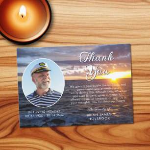 Funeral Memorial Sunset Ocean Photo Thank You
