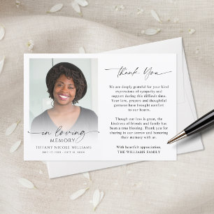 Funeral Memorial Thank You In Loving Memory Photo 