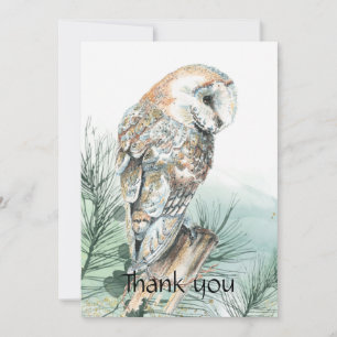 Funeral Memorial Thank you Watercolor Barn Owl Card