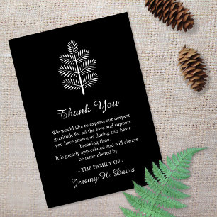 Funeral Memorial Tropical Tree Branch Botanical Thank You Card