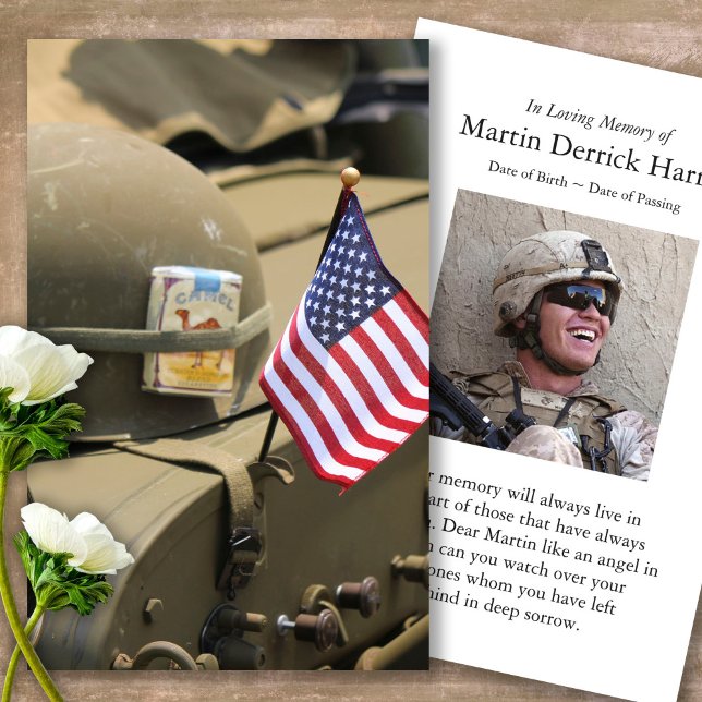 Funeral Military Patriotic Prayer Sympathy Cards (military sympathy card, military prayer cards, funeral prayer card, death, military funeral cards)