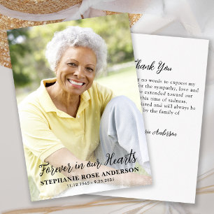 Funeral Modern Custom Photo Forever in our Hearts Thank You Card