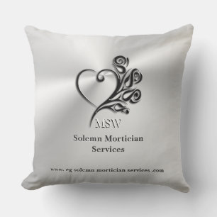 Funeral Mortician Services, Heart and Roses Cushion