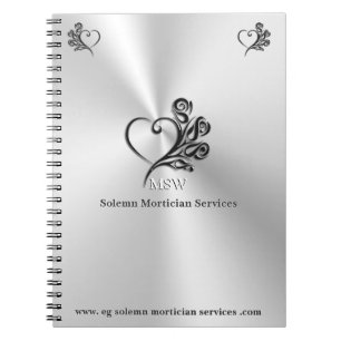 Funeral Mortician Services, Heart and Roses Notebook