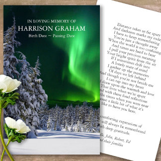 Funeral Northern Lights Prayer Sympathy Cards