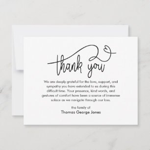 Funeral Note Thank you Bereavement Card