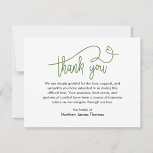 Funeral Note Thank you Bereavement Card