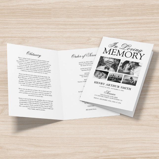 Funeral Obituary Order of Service 5 Photo Program Programme (Creator Uploaded)