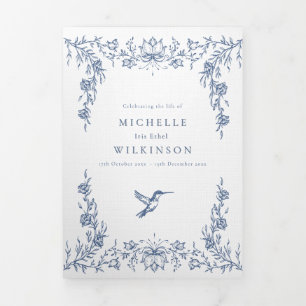 Funeral Obituary Order of Service hummingbird Tri-Fold Programme