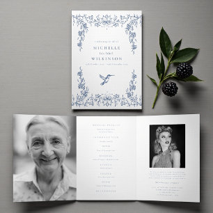 Funeral Obituary Order of Service hummingbird Tri-Fold Programme