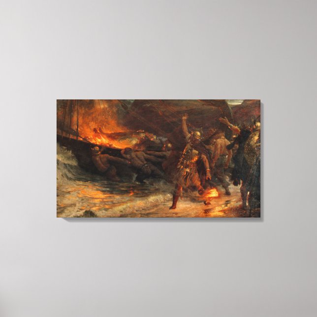 Funeral of a Viking (by Frank Dicksee) Canvas Print (Front)