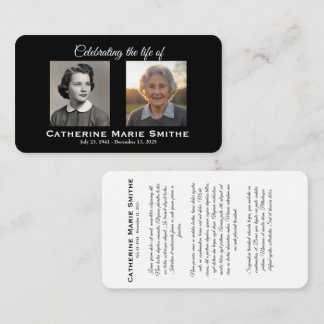 Funeral or Memorial Double Image Business Card