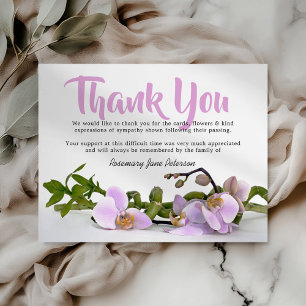 Funeral Orchid Photo Thank You Card