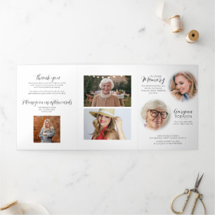 Funeral Order of Service   Before & After Photo Tr Tri-Fold Invitation