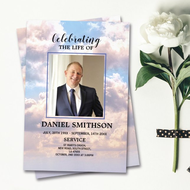 Funeral Order of Service Celebrating Life Clouds Flyer (Creator Uploaded)