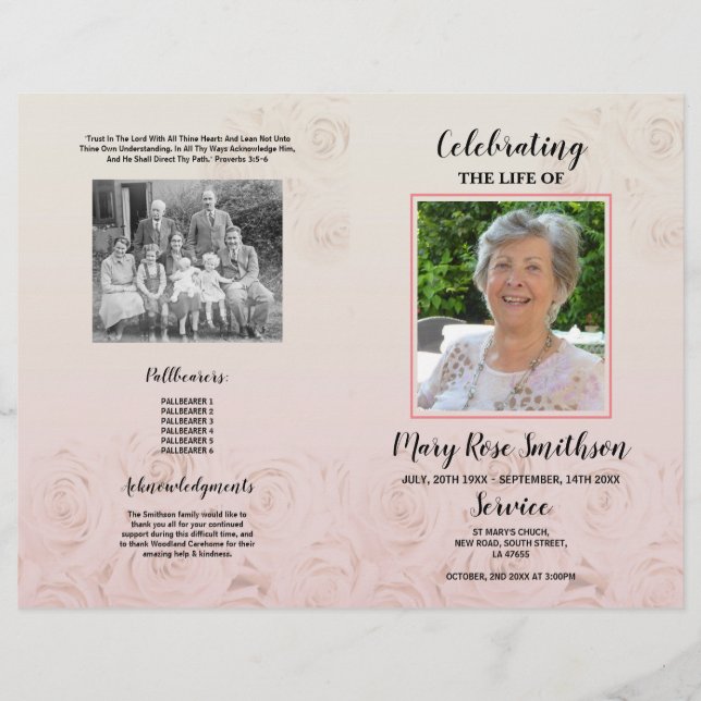 Funeral Order of Service Celebration of Life Flyer (Front)