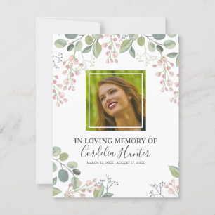 Funeral Order of Service Elegant Pink Blossom