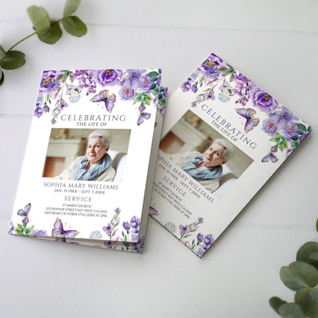 Funeral Order of Service | Floral Memorial Program Card (Creator Uploaded)