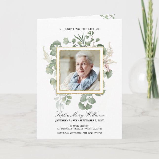 Funeral Order of Service | Floral Memorial Program Programme (Front)