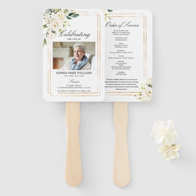 Funeral Order of Service | Floral Set of Fans (Front and Back)
