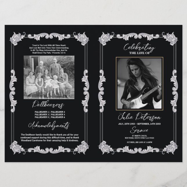 Funeral Order of Service Gothic Rock Black Black Flyer (Front)