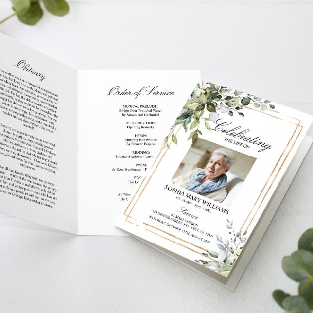 Funeral Order of Service | Green Memorial Program Programme