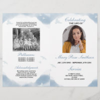 Funeral Order of Service Life Clouds Birds