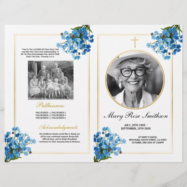 Funeral Order of Service Life Forget Me Knot Flyer (Front)