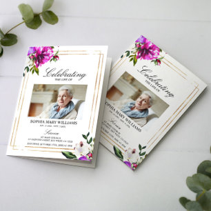 Funeral Order of Service   Purple Flowers  Programme
