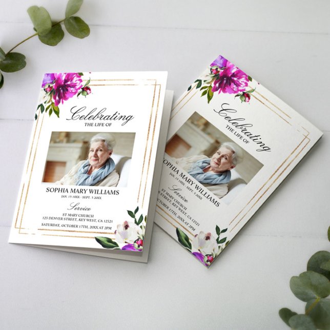 Funeral Order of Service | Purple Flowers  Programme (Creator Uploaded)