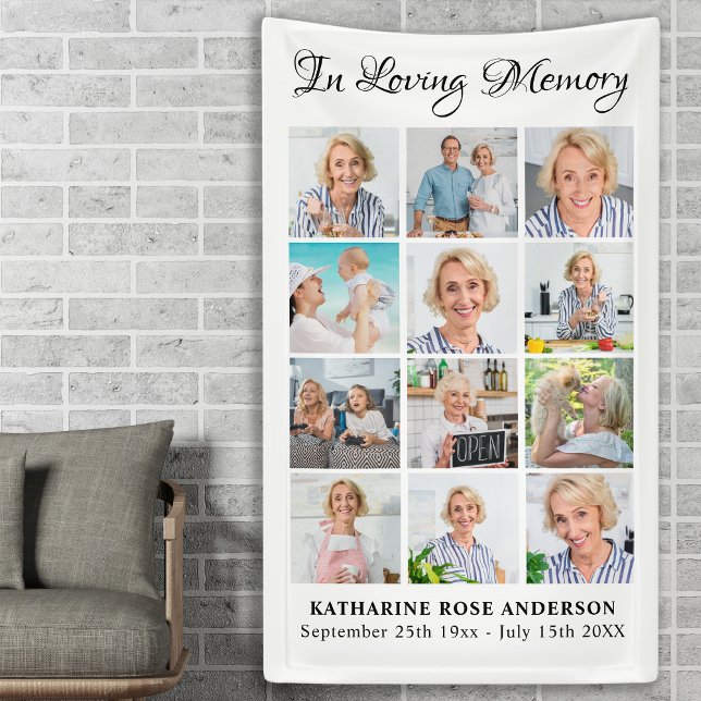 Funeral Personalised 12 Picture Memorial Banner (Creator Uploaded)