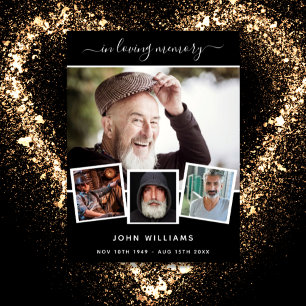 Funeral photo collage black memorial welcome poster