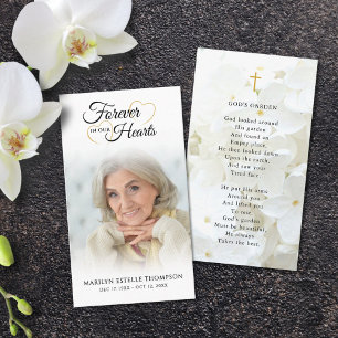 Funeral Photo God's Garden Cross Prayer Card