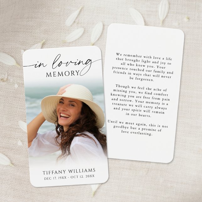 Funeral Photo In Loving Memory Modern Prayer Card (Creator Uploaded)